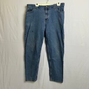 Landsʻ End Denim Blue Jeans Womens Zip Fly Stretch Waist 16